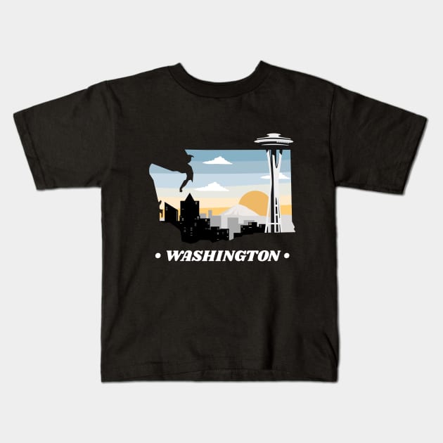State of Washington the evergreen state Kids T-Shirt by A Reel Keeper